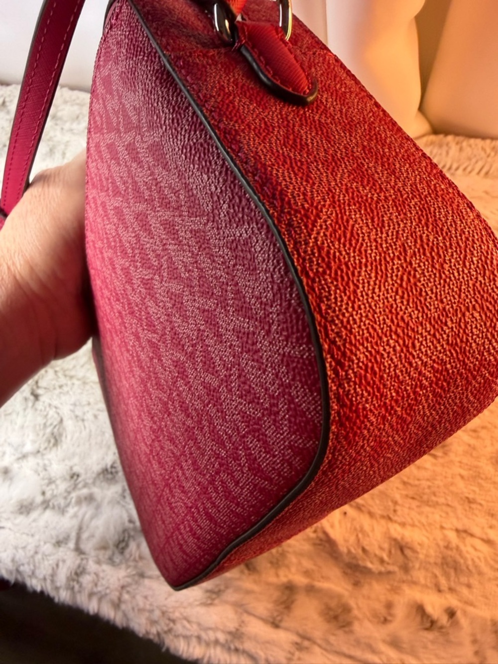 Michael Kors Pink-Red Signature Crossbody Bag - Picture 8 of 16
